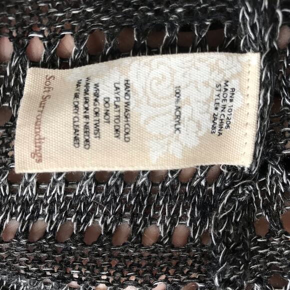 Soft Surroundings Long Line Cardigan Open Front Open Knit Gray Stripe Size Large - Picture 10 of 10